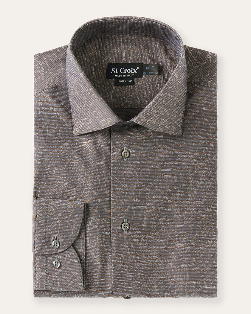 Tonal Floral Cotton Shirt